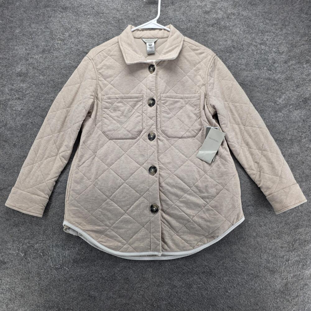 Multiples Jacket Womens XS Beige Quilted Collared Padded Pockets Button
